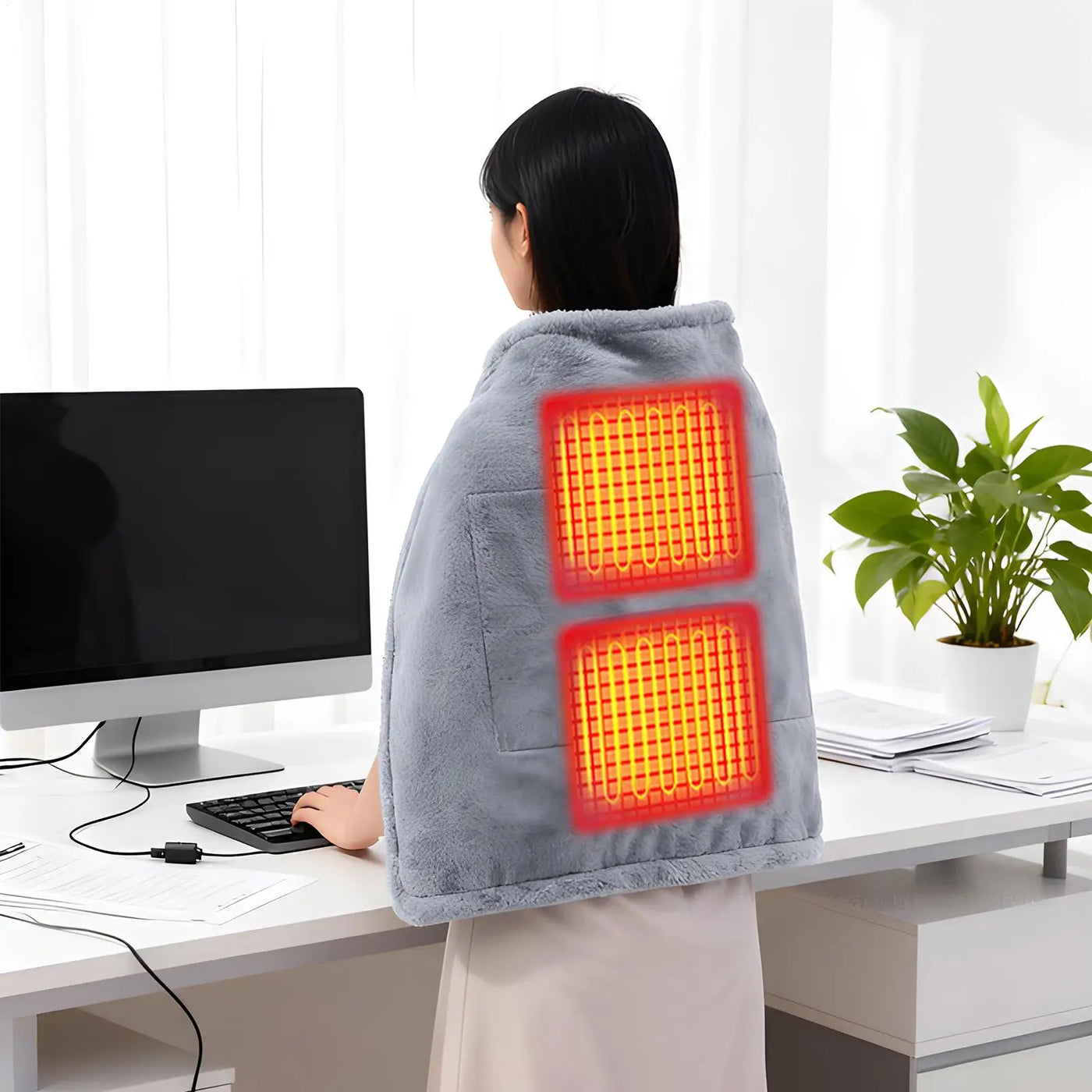 USB Electric Heated Blanket 3Heating Levels Fleece Heated Blanket Portable Body Warmer Blanket Quickly Heated Cape Pad forOffice