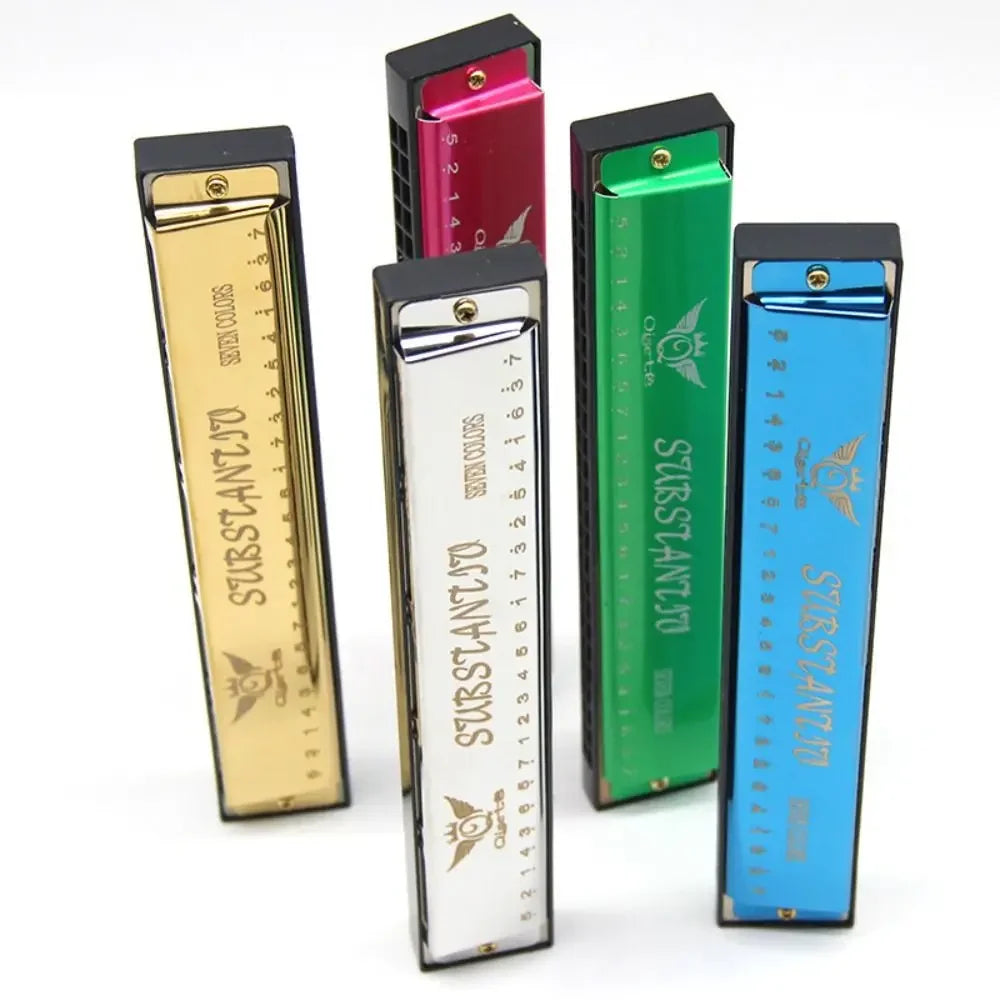 Double Row 24 Hole Harmonica Professional Play Blues Harmonica Tremolo Harmonica Beginner Jazz Folk Harmonicas Blues Rock