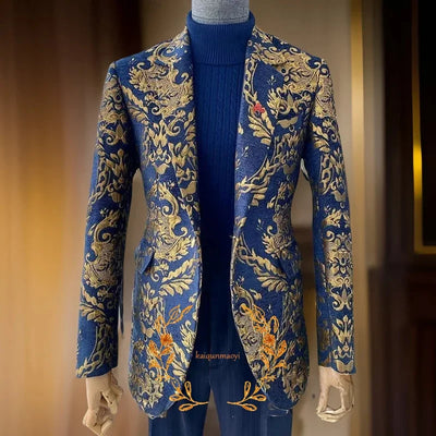 Jacquard Men's Blazer Pants 2-piece Set Formal Party Dress Groom's Tuxedo Customized XS-5XL Fashion Outfit