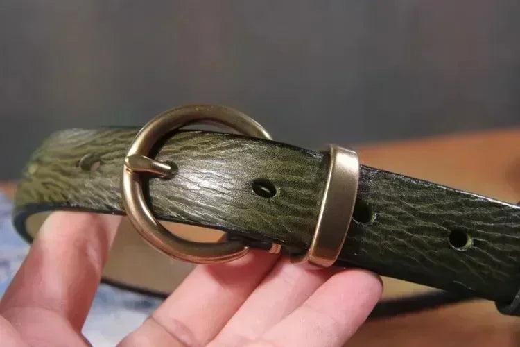 Genuine leather brass buckle belt for women | jeans casual dress | ladies designer trendy belts waistband