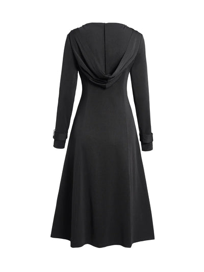 Women's Coats Punk Gothic Hooded Coat Plain Black Tops Trench