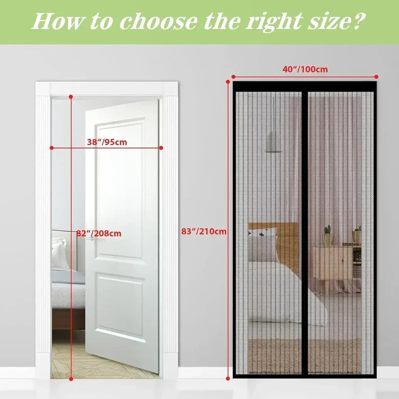 Magnetic Screen Door Mesh Curtain Mosquito Net Bug Hands Free Partition Mute Striped Door Curtain Bedroom Ventilation
