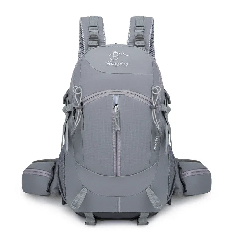 Fashionable and Wear-Resistant Outdoor Travel Backpack, Black and Red Contrasting Color Large-Capacity Mountaineering Bag with Waterproof Cover