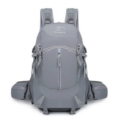 Fashionable and Wear-Resistant Outdoor Travel Backpack, Black and Red Contrasting Color Large-Capacity Mountaineering Bag with Waterproof Cover