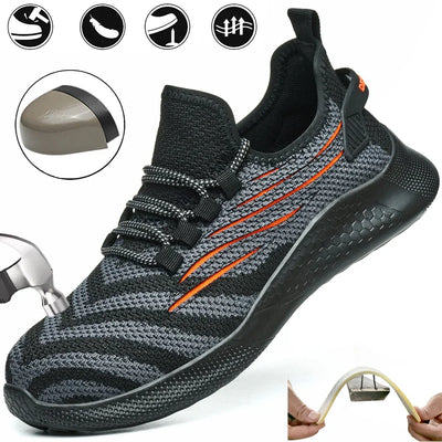 Men Safety Shoes For Work Safety Boots Protect Breathable Anti-smash Steel Toe Sport Work Sneakers Construction Security Boots
