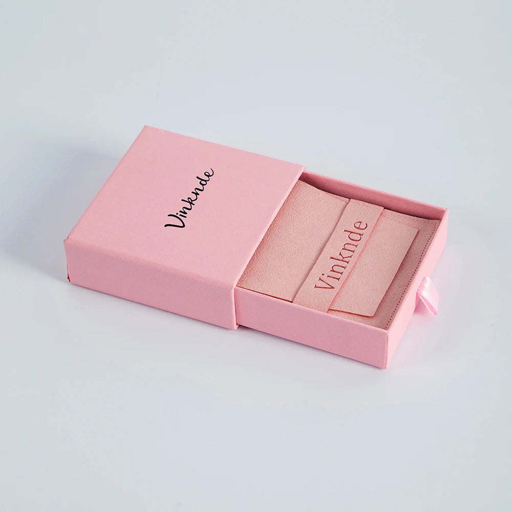Custom Logo Luxurious Jewellery Packaging Pouch Printed Cardboard Drawer Box Fashion Jewelry Rings Packaging Box With Suede Bag