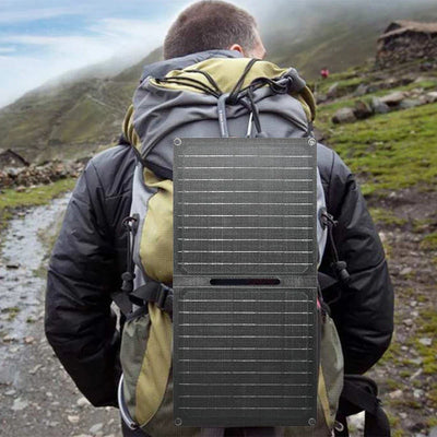 24W Portable Solar Panel with USB-C USB-A Outputs Foldable Solar Panel Solar Charging Panel for Phone Power Bank Small Fan
