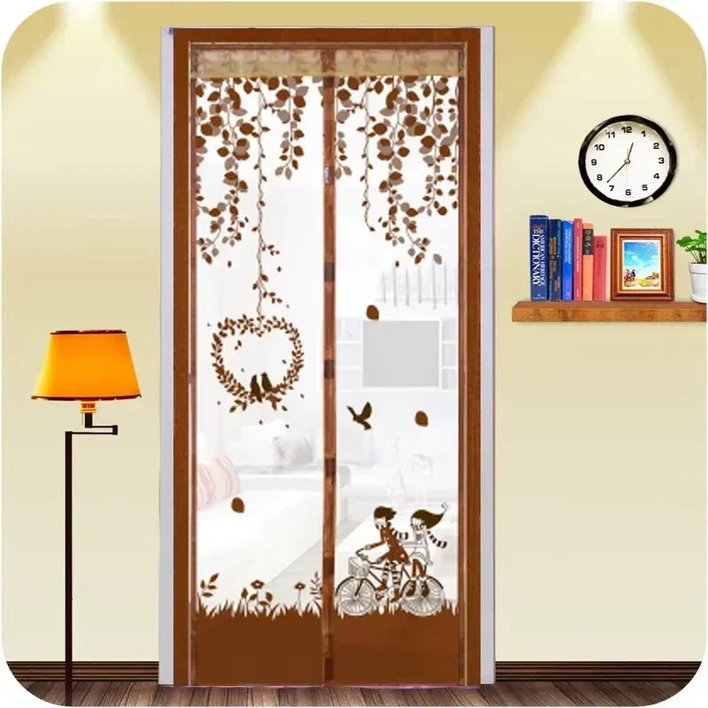 Magnetic Door Screen Curtain Automatic Closing Mosquito Insect Proof Net with Powerful Magnets Home Decor for Summer Ventilation