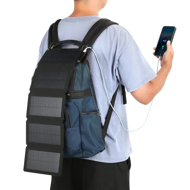 Foldable Solar Panel - Portable Plate Charger USB Full Time Power Solars Panels for Phone PowerBank Mobile Emergency Supply