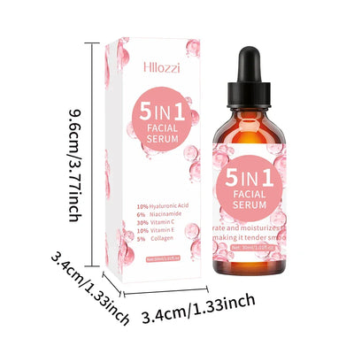5 In 1 Fade fine lines Firming Face Serum Moisturizing brightning Vitamin C Hyaluronic Acid Facial Serum Shrink Pores Skin Care