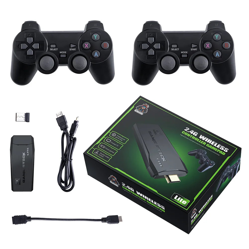 Retro Game Console with 2.4G Wireless Dual Controllers, 20000 Preloaded Games, 32/64GB, 4K TV Support for Gaming.