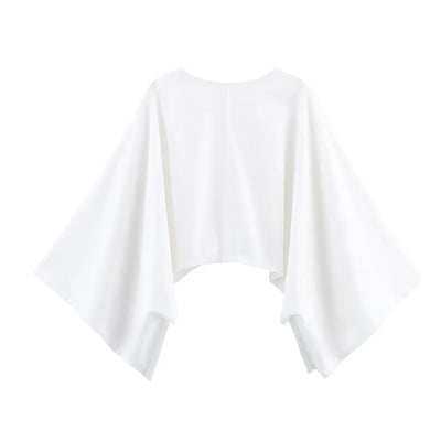 Women's asymmetrical V-neck design linen top