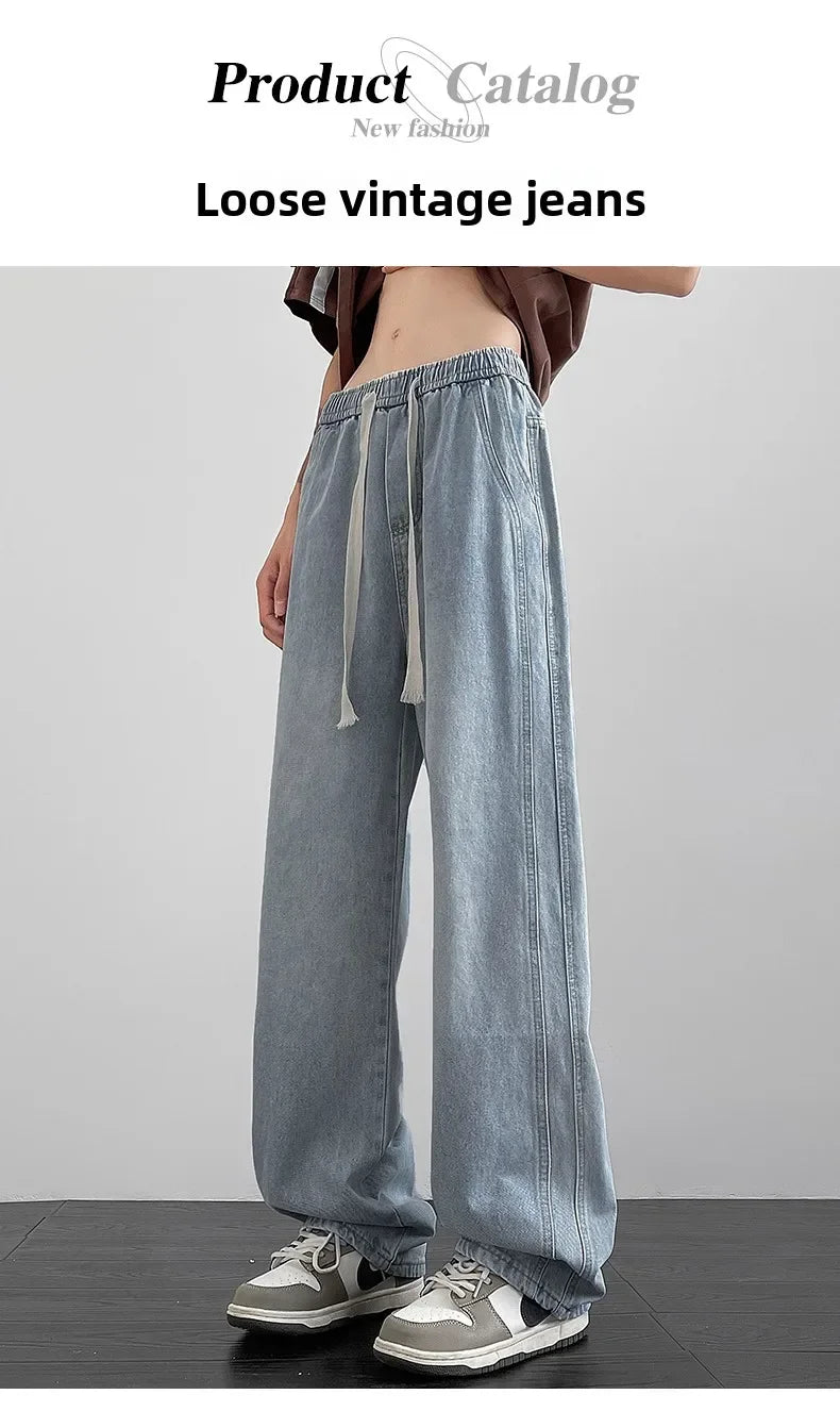 Men's denim pants American retro straight leg jeans loose and breathable suitable for daily casual street men's essential items