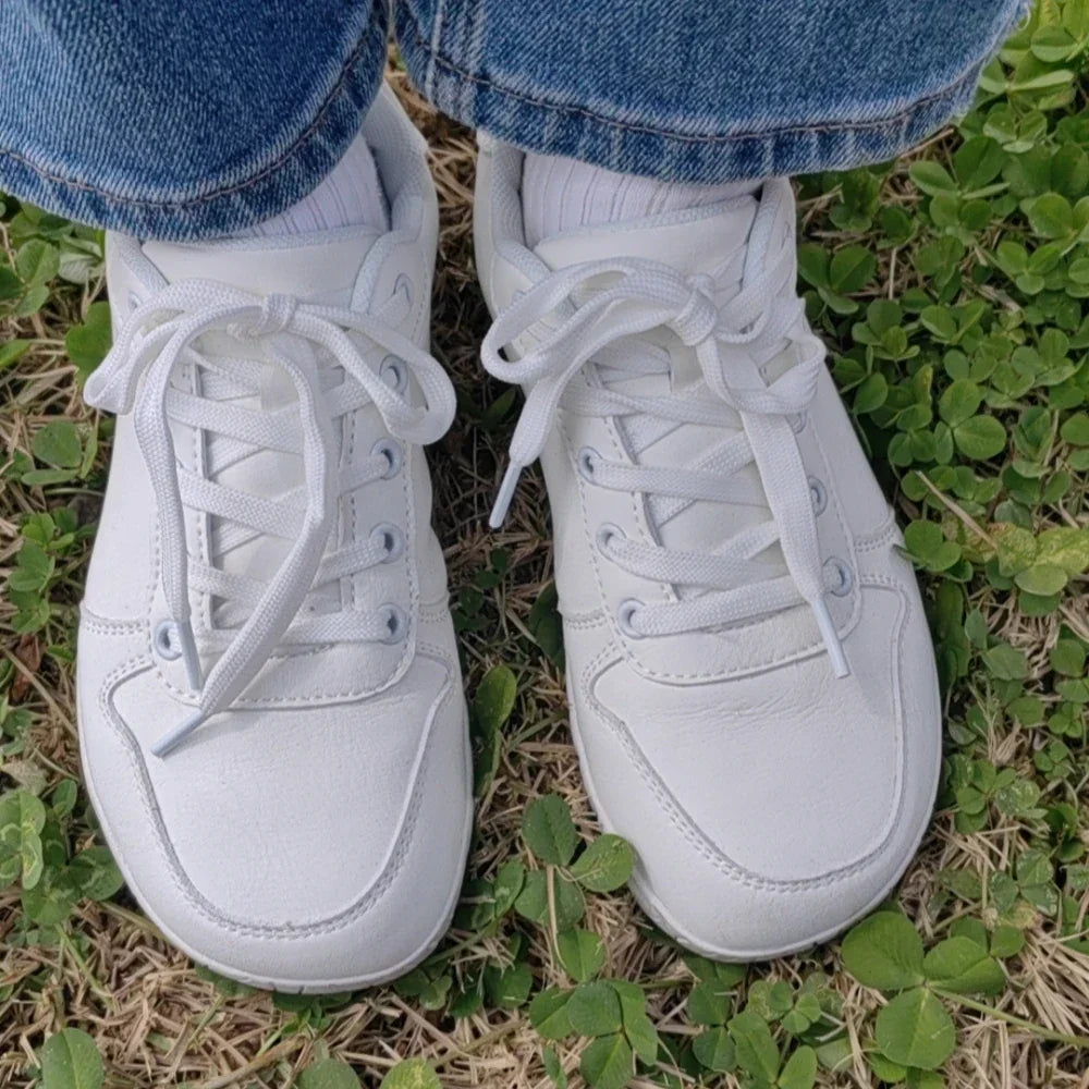 ZZFABER Leather Barefoot Shoes Soft Minimalist Sneakers for Women Men Casual Shoes Unisex Sneakers