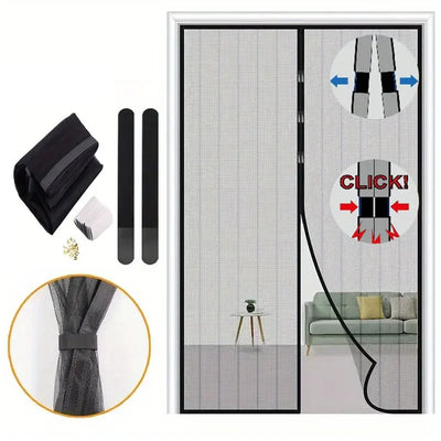 Magnetic Screen Door Curtain Anti Mosquito Insect Fly Bug Polyester Soft Door Curtain Easy Installation Auto-Close Door Mesh