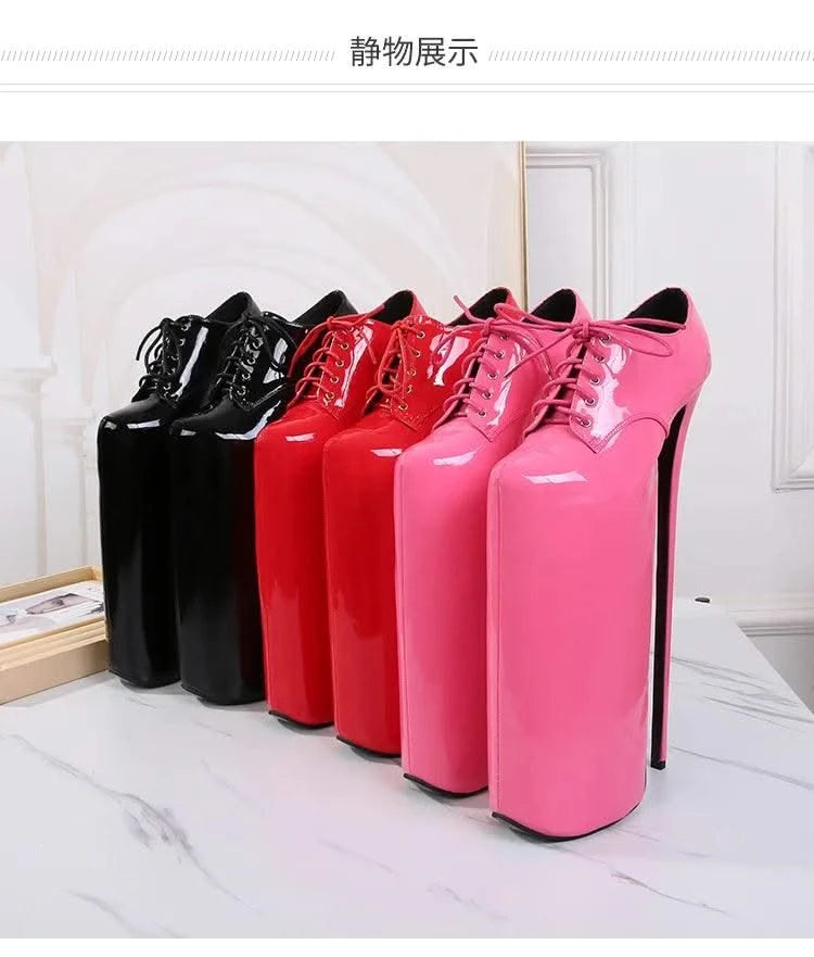 Women's Waterproof Platform High Heel Shoes 30cm | Lace up Fashion High Heel Shoes New | Trendy Model Shoes