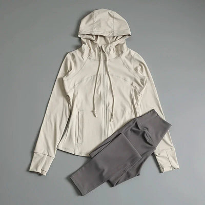 Sports tops for women with hooded cardigan