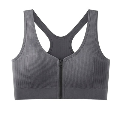 Women's sports bra fitness top front zipper design sports vest fashionable bra yoga gym sports bra
