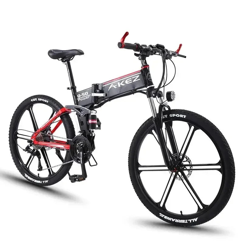 AKEZ Snow Electric Bicycle 350W Motor 10AH Battery 26-inch Thin Tire Urban Traffic E-Bike 30KM/H Folding Mountain Electric Bike