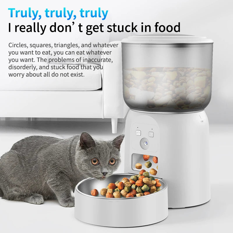 3L large capacity pet feeder, equipped with high-definition camera and stainless steel food bowl, with application