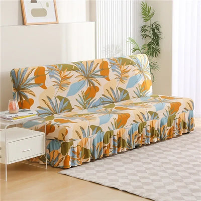 1/2/3Seater Sofa Bed Cover with Elastic Printing Seat Cover Armless Sofa Bed Cover Sofa Covers for Living Room Home Decor