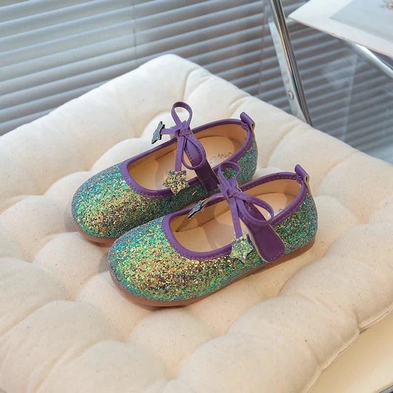 Children's Leather Shoes New Spring Autumn Ballet Flats for Girls Sequins Princess Versatile Kids Fashion Causal Catwalk Shoes