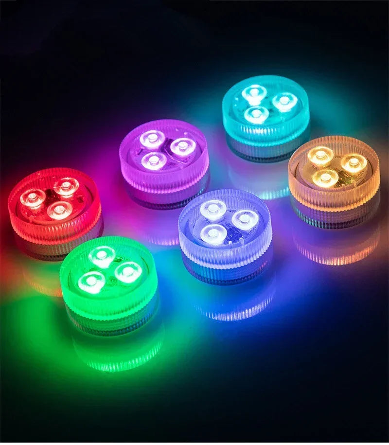 3LEDs Underwater RGB Submersible Lights with Battery Waterproof Swimming Pool Night Atmosphere Lamp Decor Wedding Party