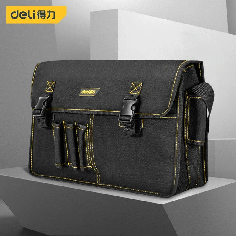 Deli Large Capacity Canvas Tool Bag Backpack High Quality Electrician Belt Bags Multifunction Tools Parts Storage Organizers
