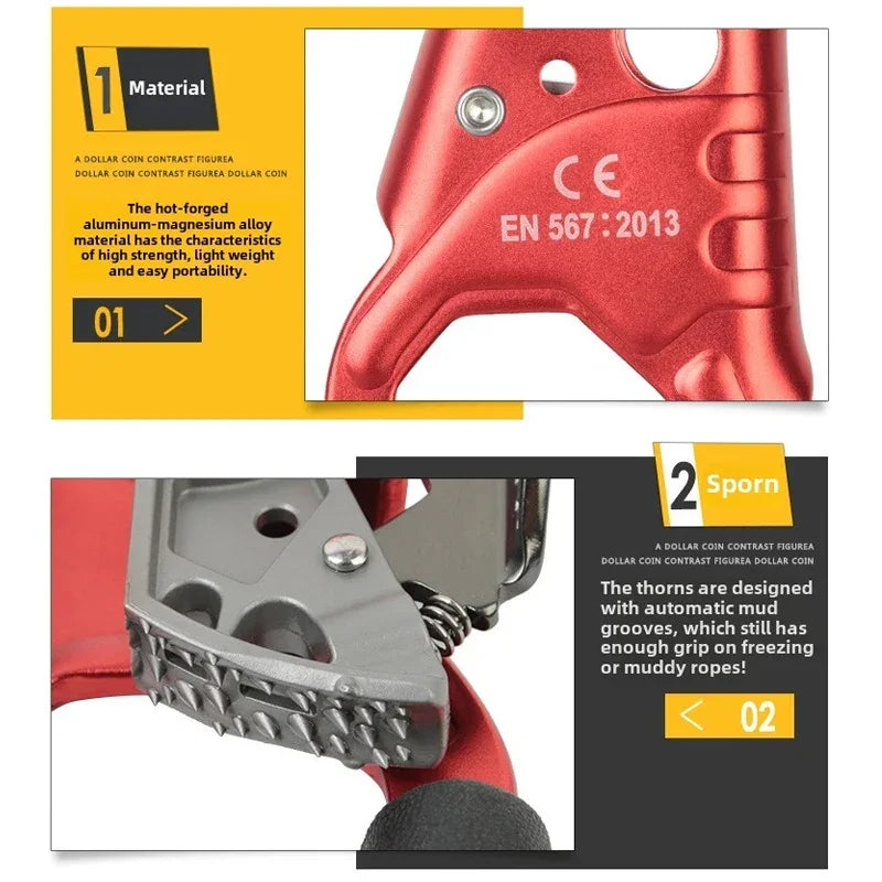 Climbing Hand Ascender;Outdoor Mountaineering Ascender,right hand ascender,rope climber,outdoor mountaineering adventure climber
