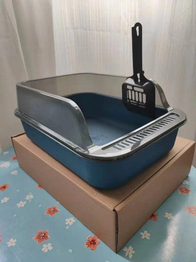 Cat Litter Box Set Large Fence Semi Enclosed Cat Litter Box Thickened Cat Toilet with Cat Litter Scoop Pet Supplies Cat Litter
