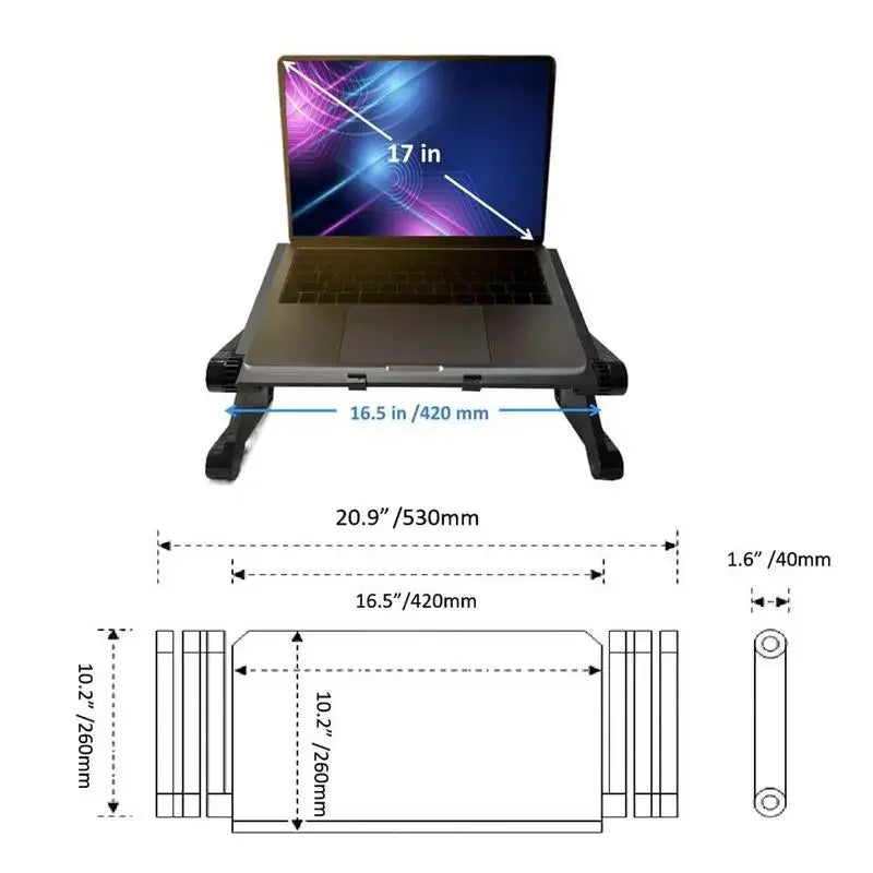 Adjustable Portable Laptop Desk Stand Metal Ergonomic Lapdesk For TV Bed Sofa PC Notebook Table Desk Stand With Mouses Pad
