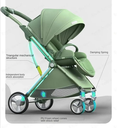 Portable Foldable Baby Stroller, High View Two-way Baby Stroller, Lightweight Travel Baby Stroller,  Adjustable Backrest