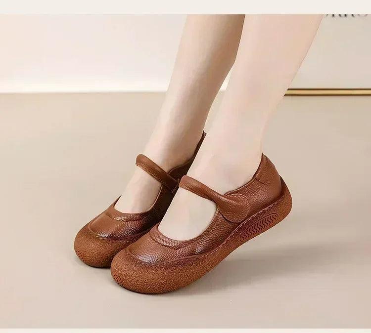 Authentic anti skid slip on leather flat shoes ladies shallow loafers woman comfy soft moccasin