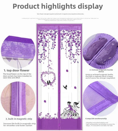 Magnetic Door Screen Curtain Automatic Closing Mosquito Insect Proof Net with Powerful Magnets Home Decor for Summer Ventilation
