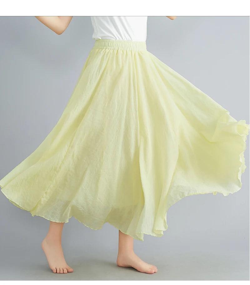 Fashion cotton linen clothes women skirts maxi y2k elegant beach saia ropa mujer casual vestido boho long skirt faldas