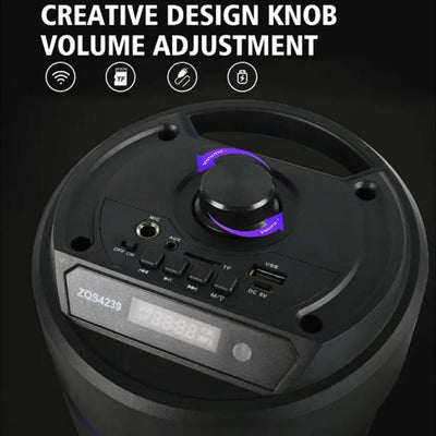 Bluetooth Wireless Speaker Stereo Speaker Support USB/TF/AUX/FM/BT/MIC Loud Boombox Speaker with Bass Lights for Outdoor Party