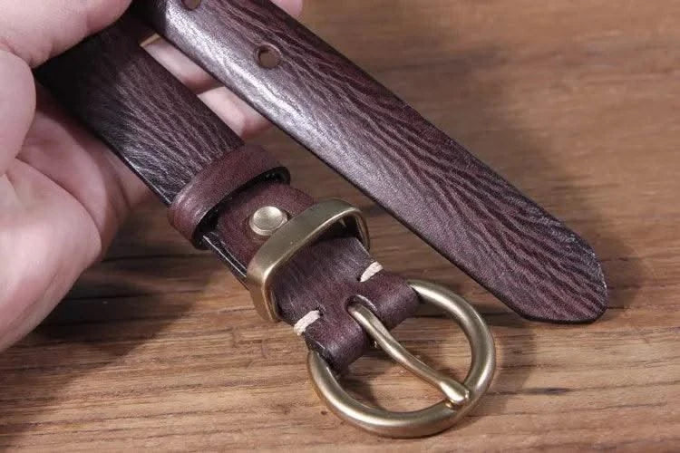 Genuine Leather Brass Buckle Belt for Women | Jeans Casual Dress |  Ladies Designer Trendy Belts Waistband