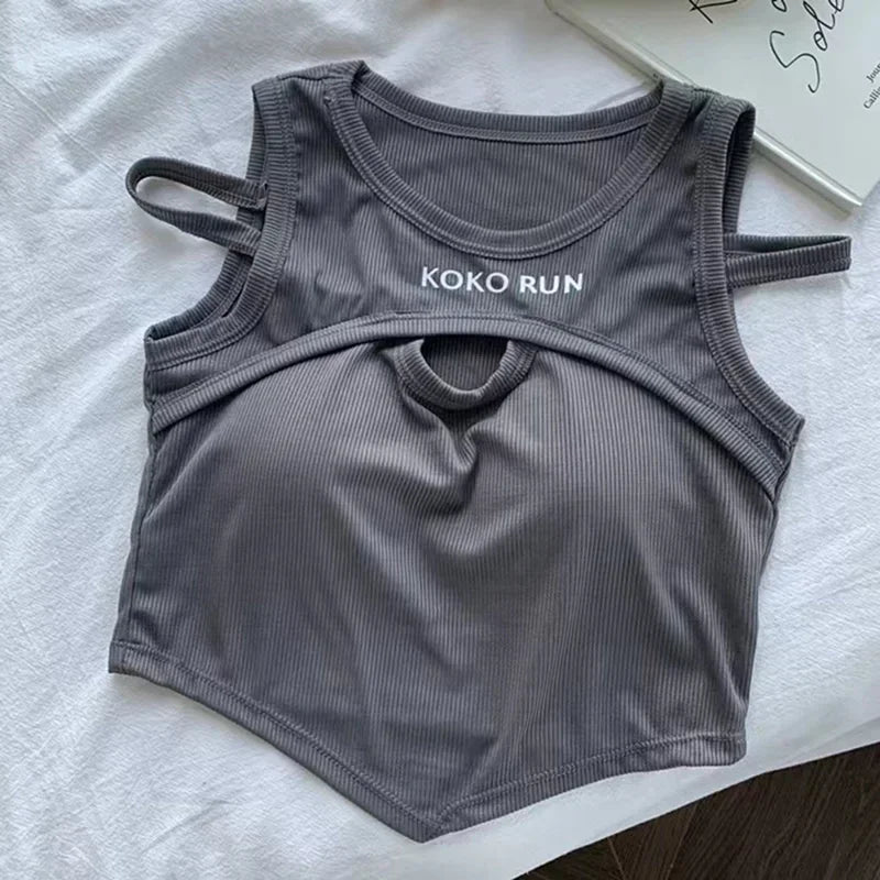 Women Knitting Irregular Tank Tops