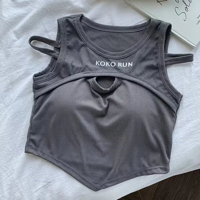 Women Knitting Irregular Tank Tops