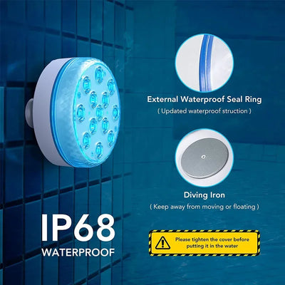 13LEDs Pool Light Underwater Swimming Pool Lighting Updated Submersible Light IP68 Outdoor Spotlight for Aquarium Fish Tank Pond