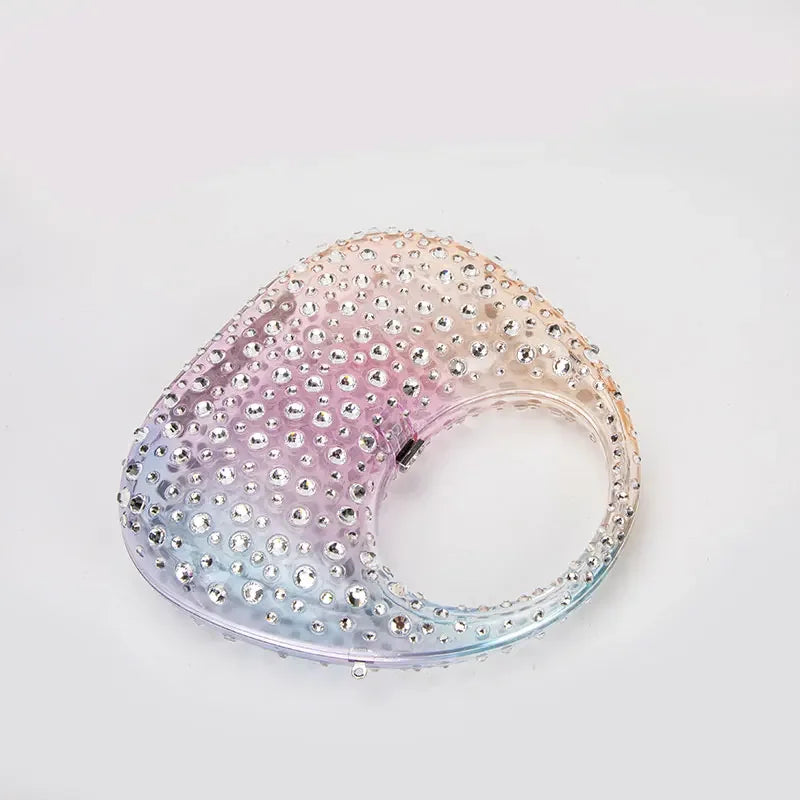 Diamond Women Bags Luxury Designer Handbags Rhinestones Box Transparent Acrylic Clutch Dresses Crescent Shoulder Crossbody Bag