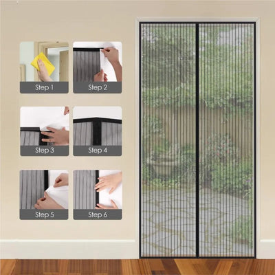 2025 New Magnetic Screen Door Curtain Anti-Mosquito Net Fly Insect Screen Mesh Automatic Closing 5 Size Easy Installation 1PC