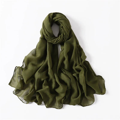 New Cotton Linen Scarf For Women Girls Students Autumn Classic Solid Color Scarves Retro Soft Foulard Viscose Female Wrap Shawls