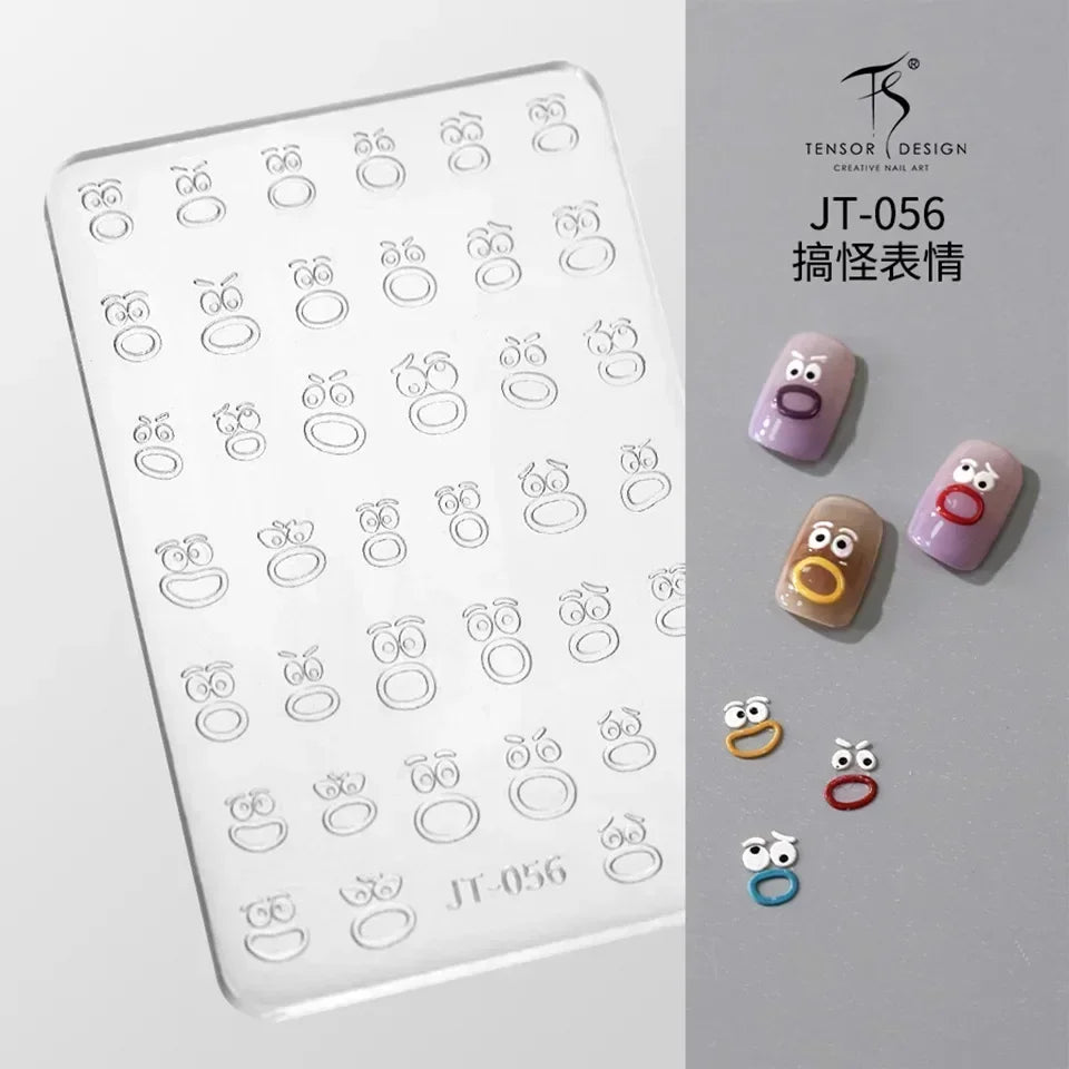 Geometric Bowknot Grid Lace Flora Edge Nail Art Silicone Carving Mold Mould Star Daisy Flower Charms Bow Tie Snowflake Template