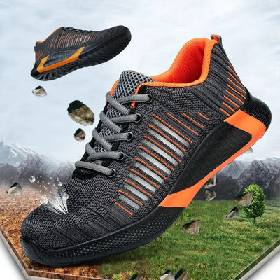 Men's Safety Shoes with Steel Toe Cap Anti-smash Work Sneakers Lightweight Puncture-Resistant Indestructible Breathable Footwear