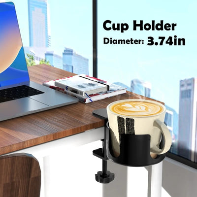 Desk Cup Holder Clip Mugs Storage Rack Adjustable Drink Mount Clip On Table AntiSpill Cup Holder for Water Flasks, Coffee Mugs