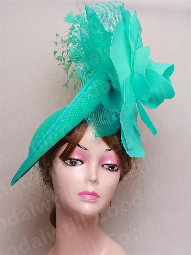 Big Flower Fascinator Derby Hat Women Party Dinner Headpiece Royal Ascot Pillbox Fascinator Hat Women Wedding Chapeau Cap Event