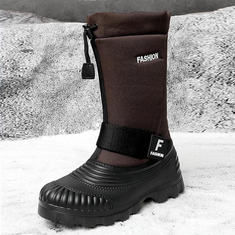 Winter Men's Snow Boots Waterproof Anti Slip Warm Cotton Shoes Outdoor Mid Calf High Top with Plush and Thickened Ski Boots