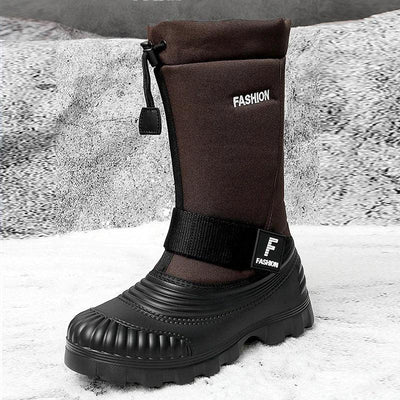 Winter Men's Snow Boots Waterproof Anti Slip Warm Cotton Shoes Outdoor Mid Calf High Top with Plush and Thickened Ski Boots
