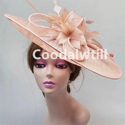 Royal Ascot Big Fascinator Hat Women Kentucky Derby Feather Large Hat Fascinator Party Wedding Headpiece Flower Church Chapeau
